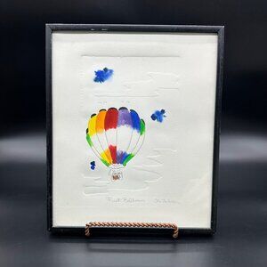 Vintage Signed Watercolor Ink Painting Margaret Wilson First Balloon Embossed